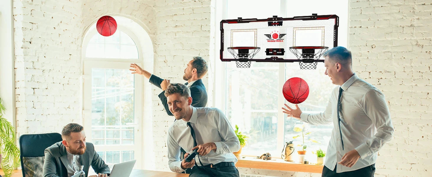 Basketball Hoop x2 Indoor Outdoor Electric Mini Basketball Scoreboard 4x Balls Ohberri