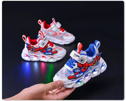 Disney Fashion Spiderman Baby Boys Sneakers Spring/autumn Children's Shoes Lighted Sneaker Trendy Kids Boy Sports Casual Shoes Ohberri