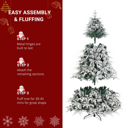 7ft Automatic Tree Structure Single-Sided PVC Material Green Flocking 1687 Branches 450 Lights Warm Color 8 Modes Ohberri
