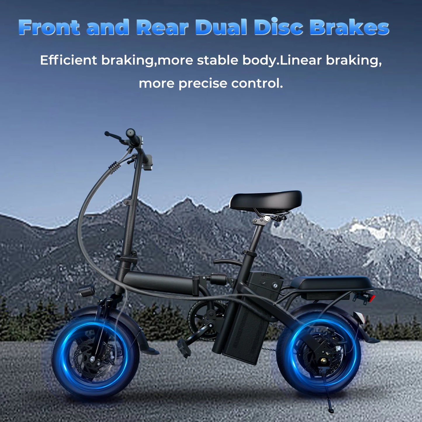 20 MPH, 48V 10.4Ah 14 Inch Folding Electric Bike - Ohberri