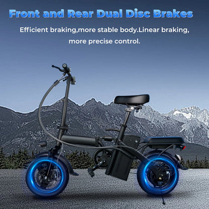 20 MPH, 48V 10.4Ah 14 Inch Folding Electric Bike - Ohberri