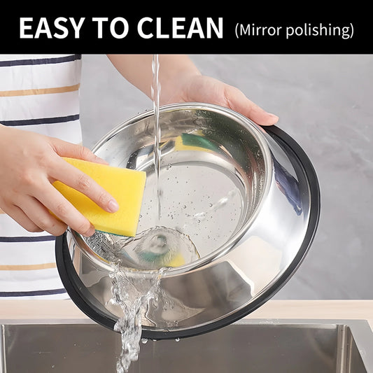 Pet Dog Cat Stainless Steel Bowl Pet Feeding Bowl Cat and Dog Drinking Bowl Metal Feeder Bowl Durable Easy To Clean 6 Sizes Ohberri