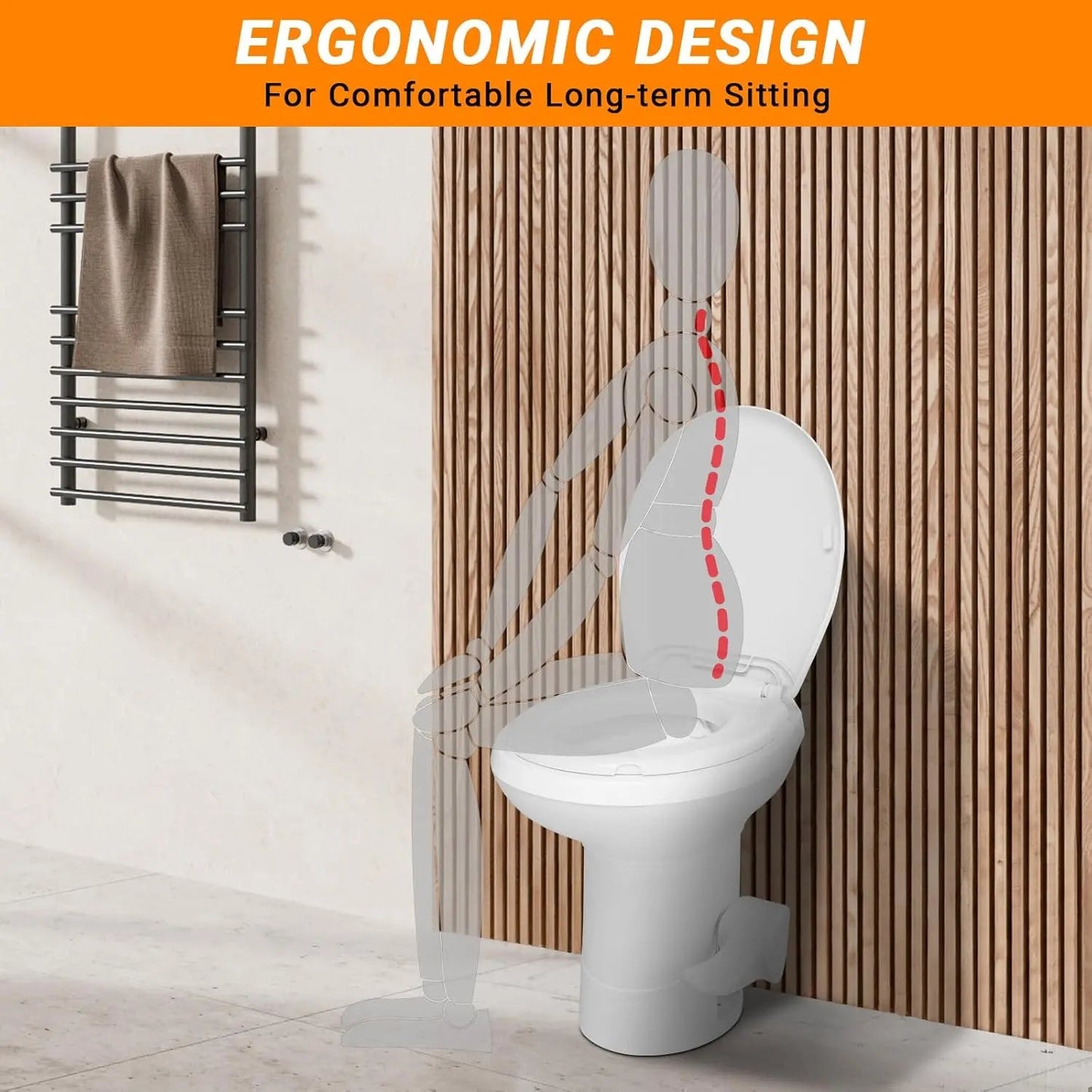 RV Toilet, Gravity Flush Toilet with Foot Pedal Flush,Standard Height Gravity Camper Toilet For RVs,Trailers,and Outdoor Campers Ohberri