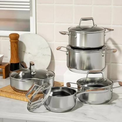 5Ply Stainless Steel Cookware Set with 10 Pieces for Induction Ohberri