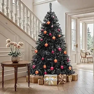 7.5ft Pre-lit Flocked Layered Christmas Tree With Remote, Hinged Flocked Christmas Tree W/ 1734 Pe & Pvc Mixed Tips Ohberri