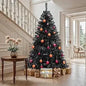 7.5ft Pre-lit Flocked Layered Christmas Tree With Remote, Hinged Flocked Christmas Tree W/ 1734 Pe & Pvc Mixed Tips Ohberri