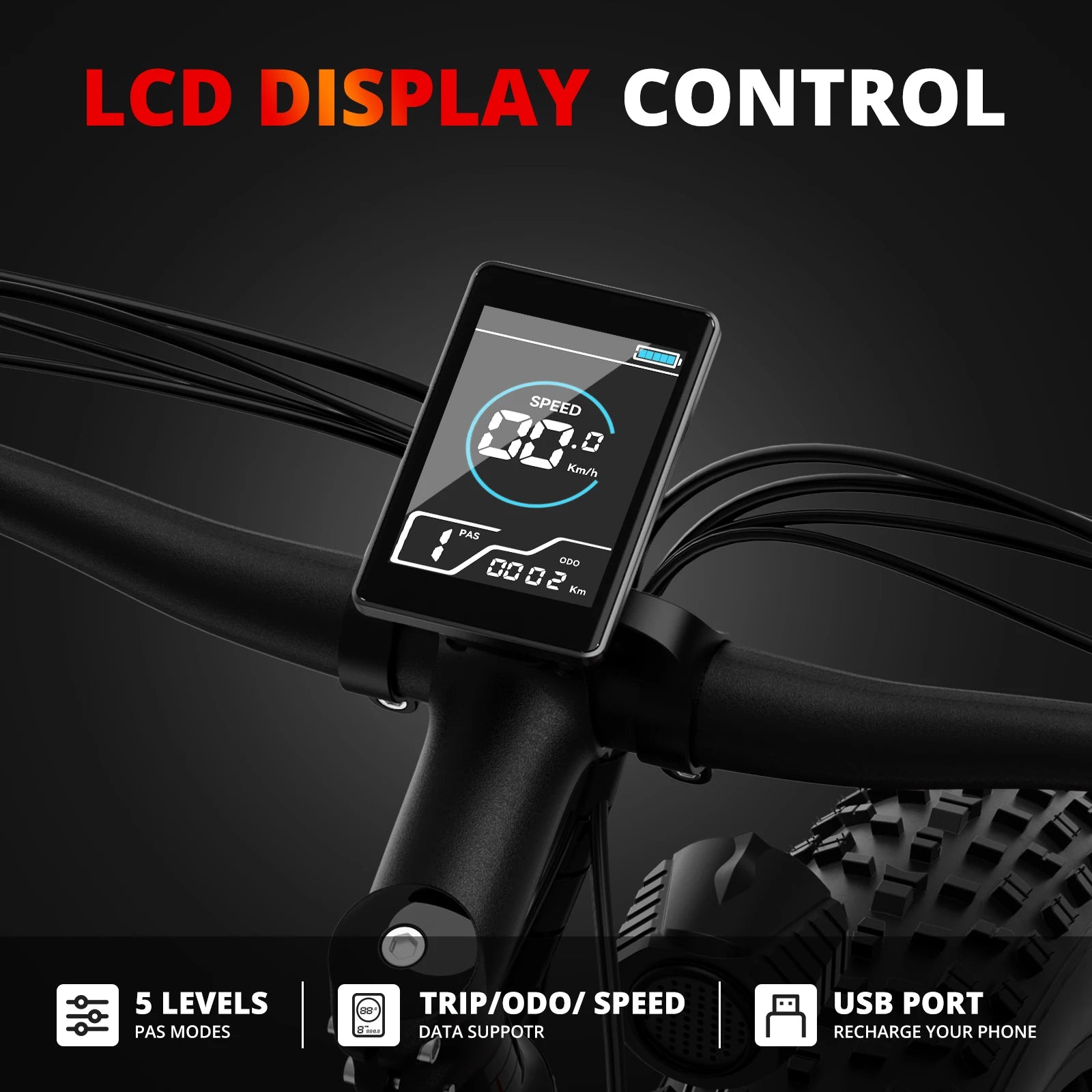 Peak 1500W 48V 15AH 26" Fat Tire Mountain Bike 31mph  Electric Dirt Bike - Ohberri