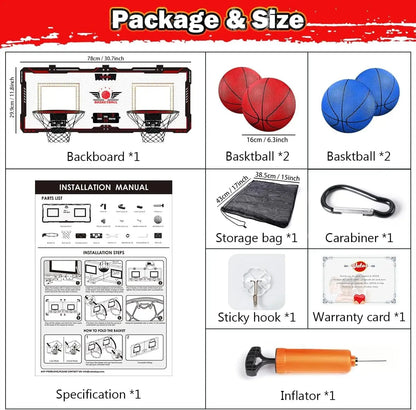 Basketball Hoop x2 Indoor Outdoor Electric Mini Basketball Scoreboard 4x Balls Ohberri