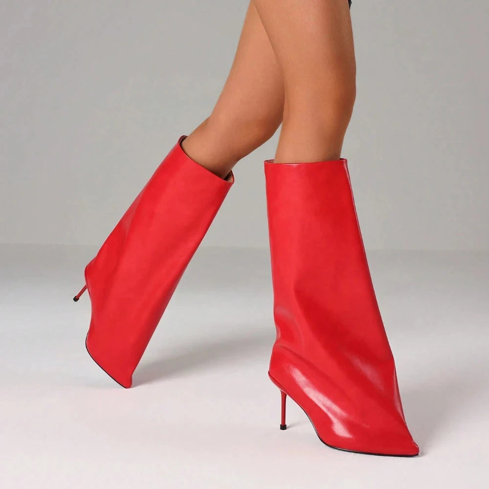 Knee High Slash Flare Boots Ohberri