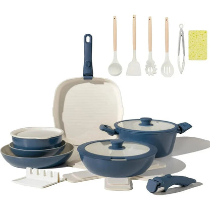 23pcs Ceramic Pots and Pans Set with Nonstick Surface and Detachable Handles for Induction Ohberri