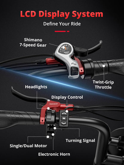 Electric Bike 2000W Dual Motor 48V 25AH Battery 20" - Ohberri