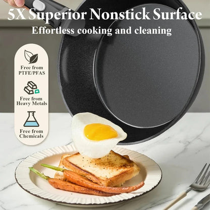 19 Pcs Pots and Pans Set Non Stick Ceramic Cookware Set with Removable Handles Ohberri