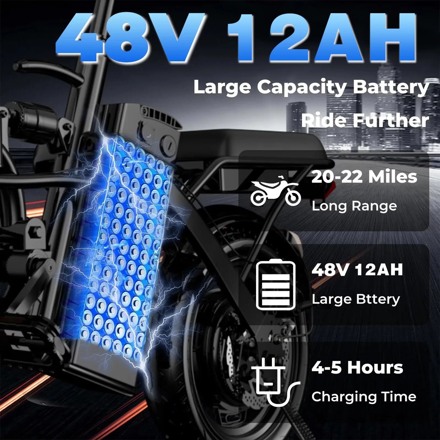 20 MPH, 48V 10.4Ah 14 Inch Folding Electric Bike - Ohberri