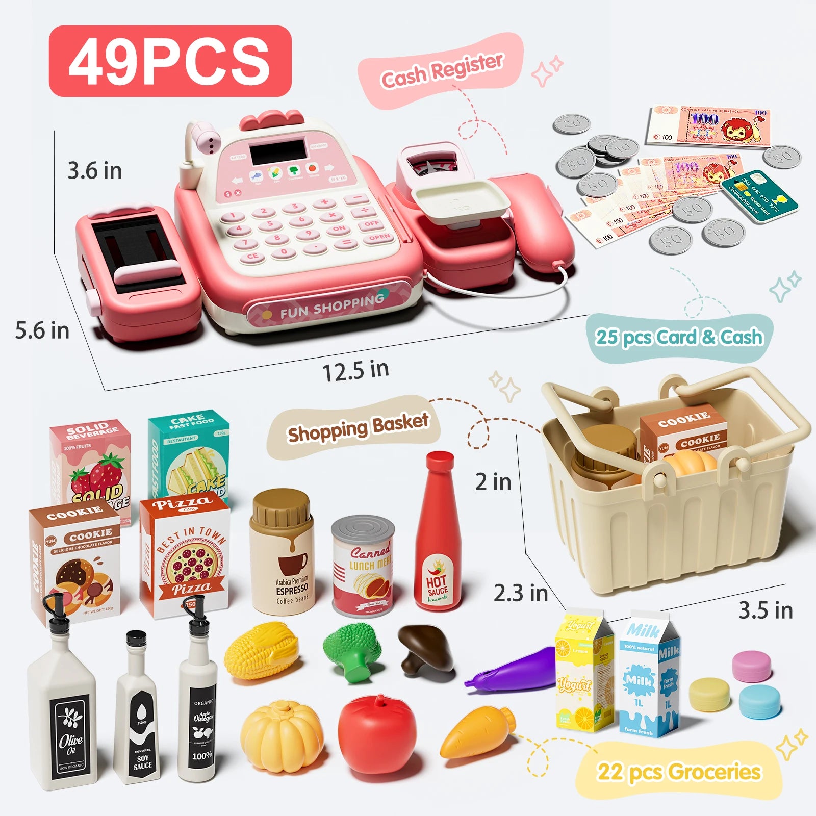 Supermarket Cash Register Electronic Simulation Pretend Play - Ohberri