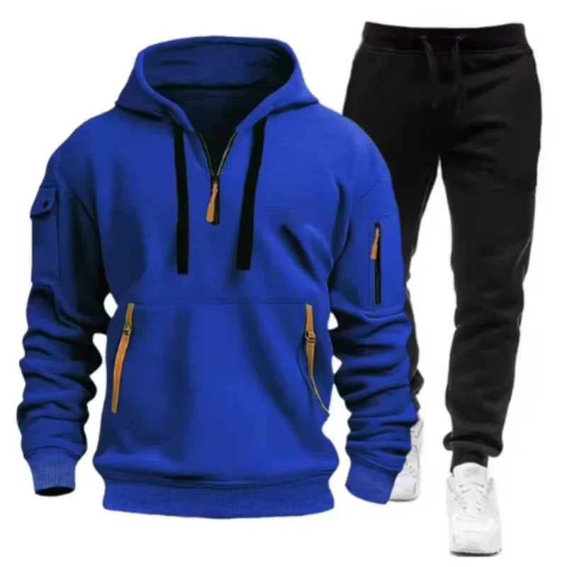 Men Tracksuit Casual Joggers Hooded Sportswear Jackets And Pants Ohberri
