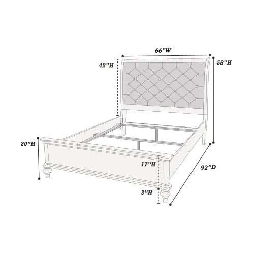 Glamorous 3pc Bedroom Set California King Size Bed 2x Nightstands Tufted Headboard Furniture - Ohberri