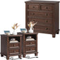 Farmhouse Dresser and Nightstand Sets of 4, 6/5 Drawer Dresser & 2 Drawer Nightstand Set of 2, Rustic Walnut - Ohberri