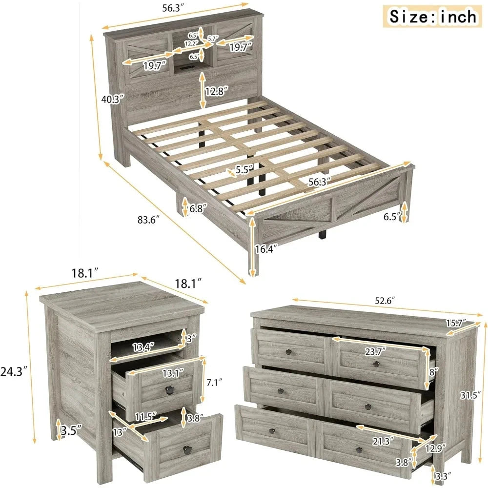 Full Size Bedroom Furniture Set Ohberri