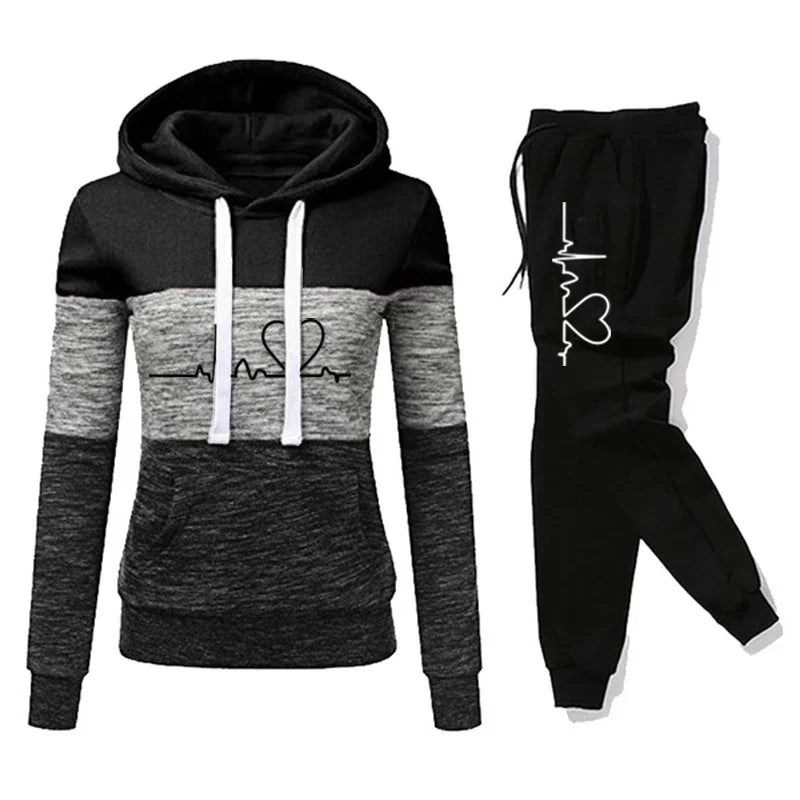 Women Tracksuit Printing Hooded Sweatshirt Sweatpant Ohberri