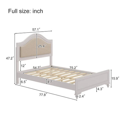 3 Pieces Bedroom Sets Full Size Wood Bed with Hidden LED Light Upholstered Headboard + 2 Nightstands, Cream Grey - Ohberri