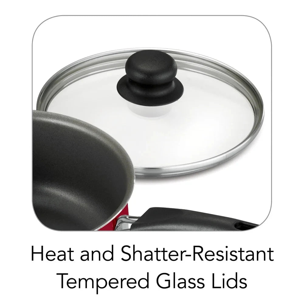 9 Piece Nonstick Cookware Set with Tempered Glass Lids Ohberri