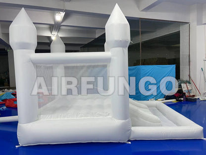 9x9x7ft Soft Play White Bounce House With Slide Ball Pit - Ohberri