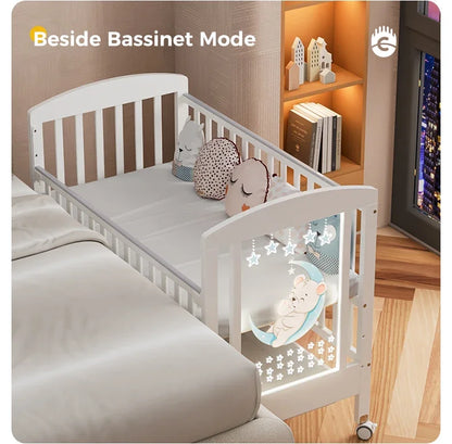 5 in 1 Adjustable Height Convertible Wood Baby Crib - Ohberri