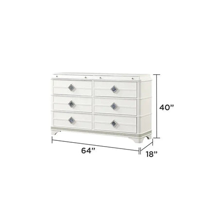 Modern Style 4 Piece Queen Upholstered Bedroom Set with Wood and Crystal Accents in White - Ohberri