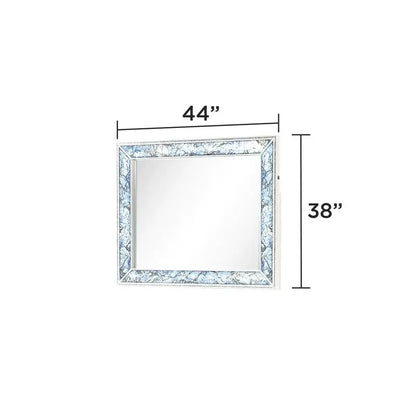 Modern Style 4 Piece Queen Upholstered Bedroom Set with Wood and Crystal Accents in White - Ohberri