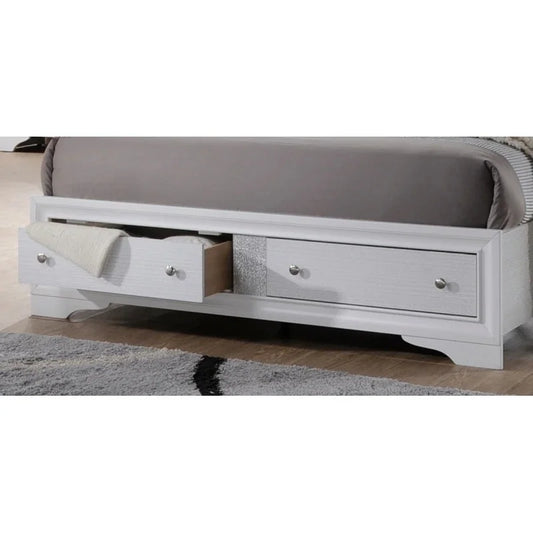 Traditional 5-Piece Storage Bedroom Set with Wood in White, Queen Size - Ohberri