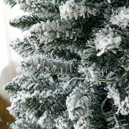 7' Prelit Artificial Christmas Tree with Warm White Led Lights, Green Ohberri