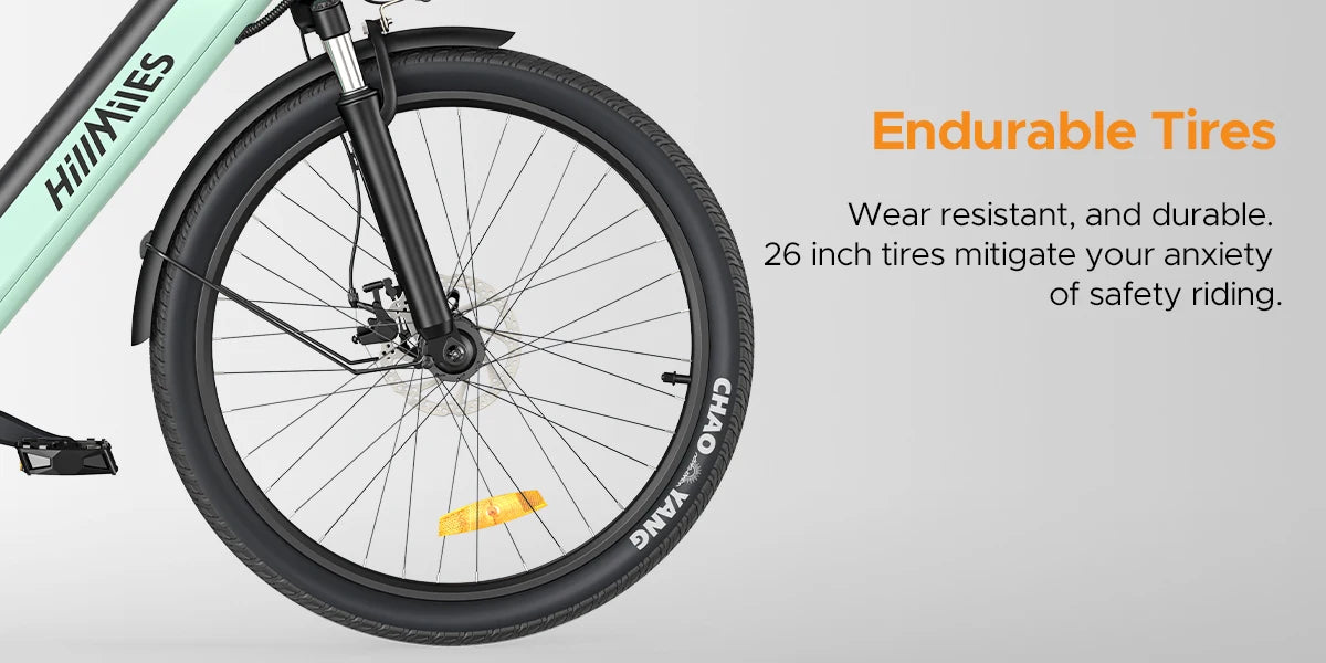 26'' Commuter Electric Bicycle 700W Peak Motor 7 Speed Electric Bike, Green - Ohberri