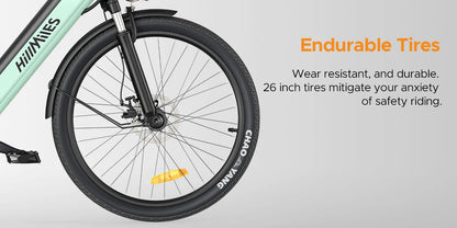 26'' Commuter Electric Bicycle 700W Peak Motor 7 Speed Electric Bike, Green - Ohberri