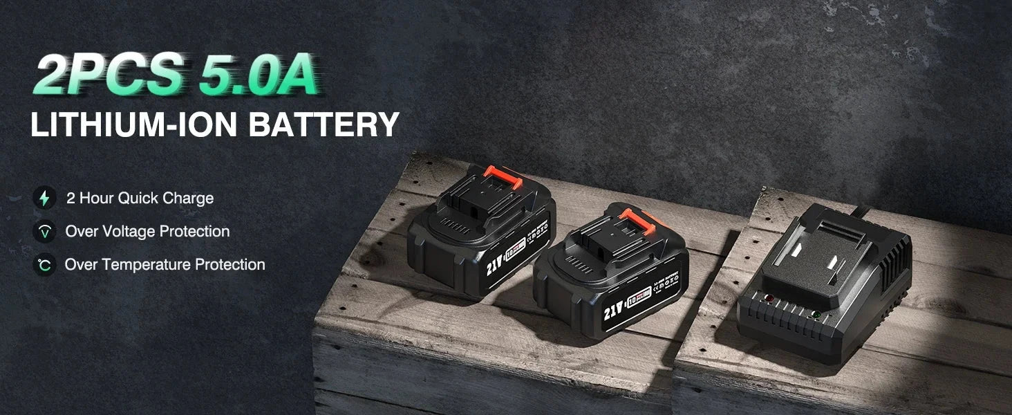 1/2" Cordless Brushless Impact Wrench 1000Nm(738Ft-lbs) w/ 2x5.0Ah Ohberri