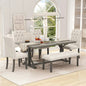 Farmhouse Dining Room Table Set with Storage Shelf Wooden 6 Piece Kitchen Table Set with Bench and Chairs - Ohberri