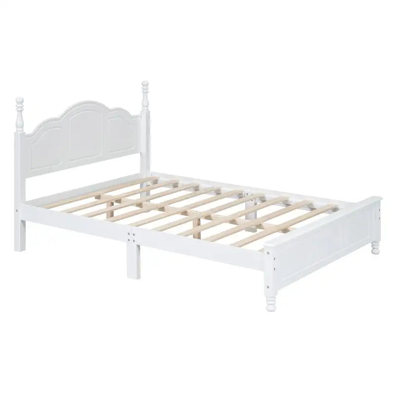 Full Size Wooden Platform Bed with 2 Nightstands, White 3-Piece Bedroom Set - Ohberri