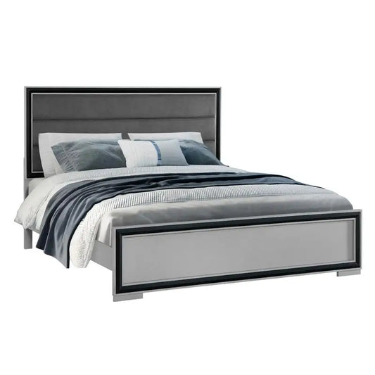 Queen Bedrooom Set - Grey and Black 5 Pieces Furniture for Elegant Bed Rooms - Ohberri