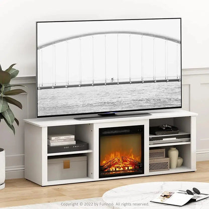 Classic 70 H Tv Stand With Fireplace, Solid White Ohberri
