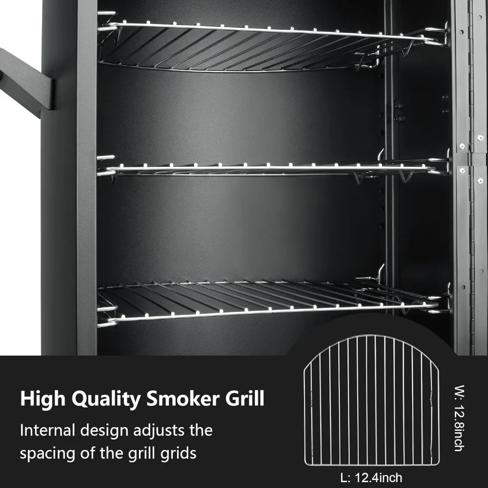 Propane Smoker with Cover, Vertical Smoker Grill with Temperature Control Three Removable Smoking Shelves - Ohberri