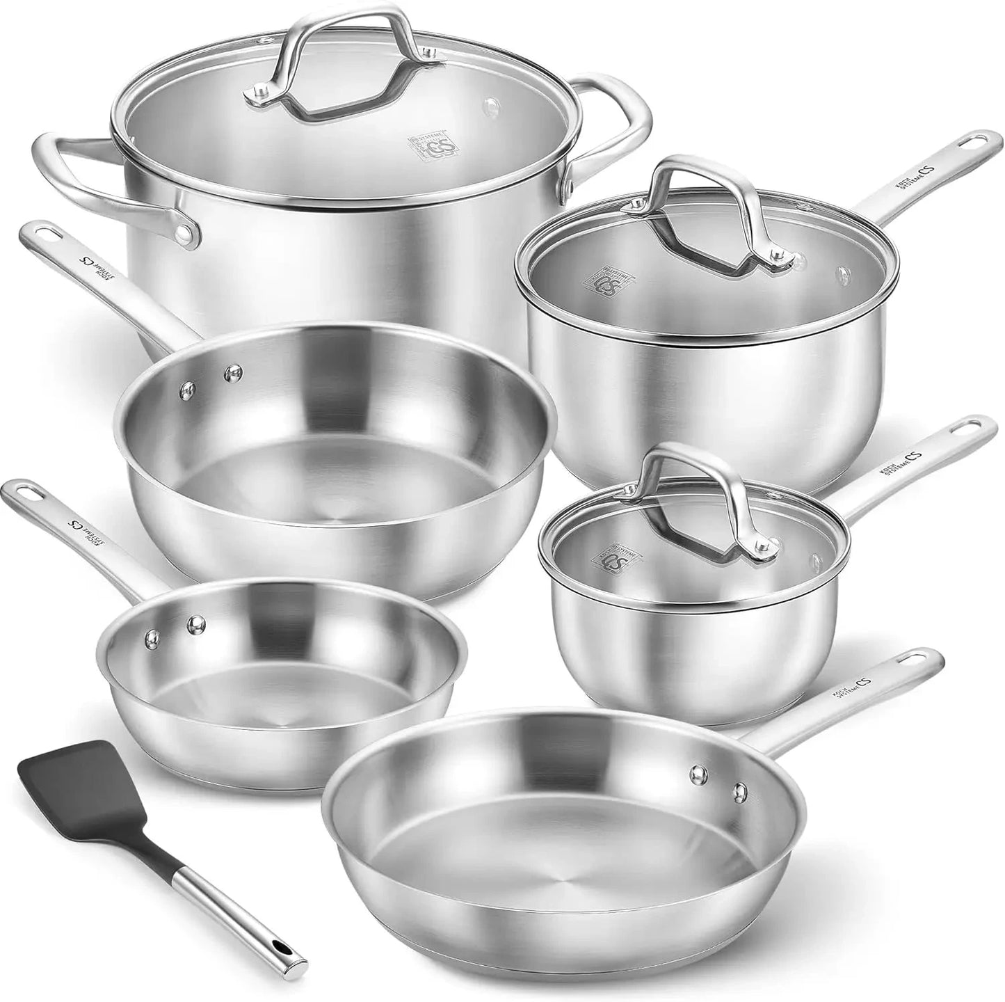 10 Piece Stainless Steel Pots and Pans Set, Induction Ready, Oven Safe to 450°F Ohberri