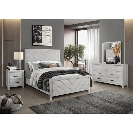Modern Twin 4PC Storage Bedroom Set, Natural Wood Finish - Ohberri