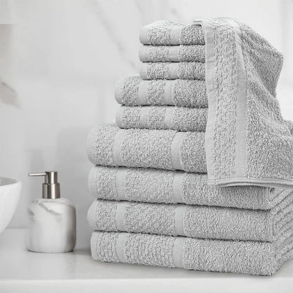 10 Piece Towel Set with Upgraded Softness & Durability, Grey - Ohberri