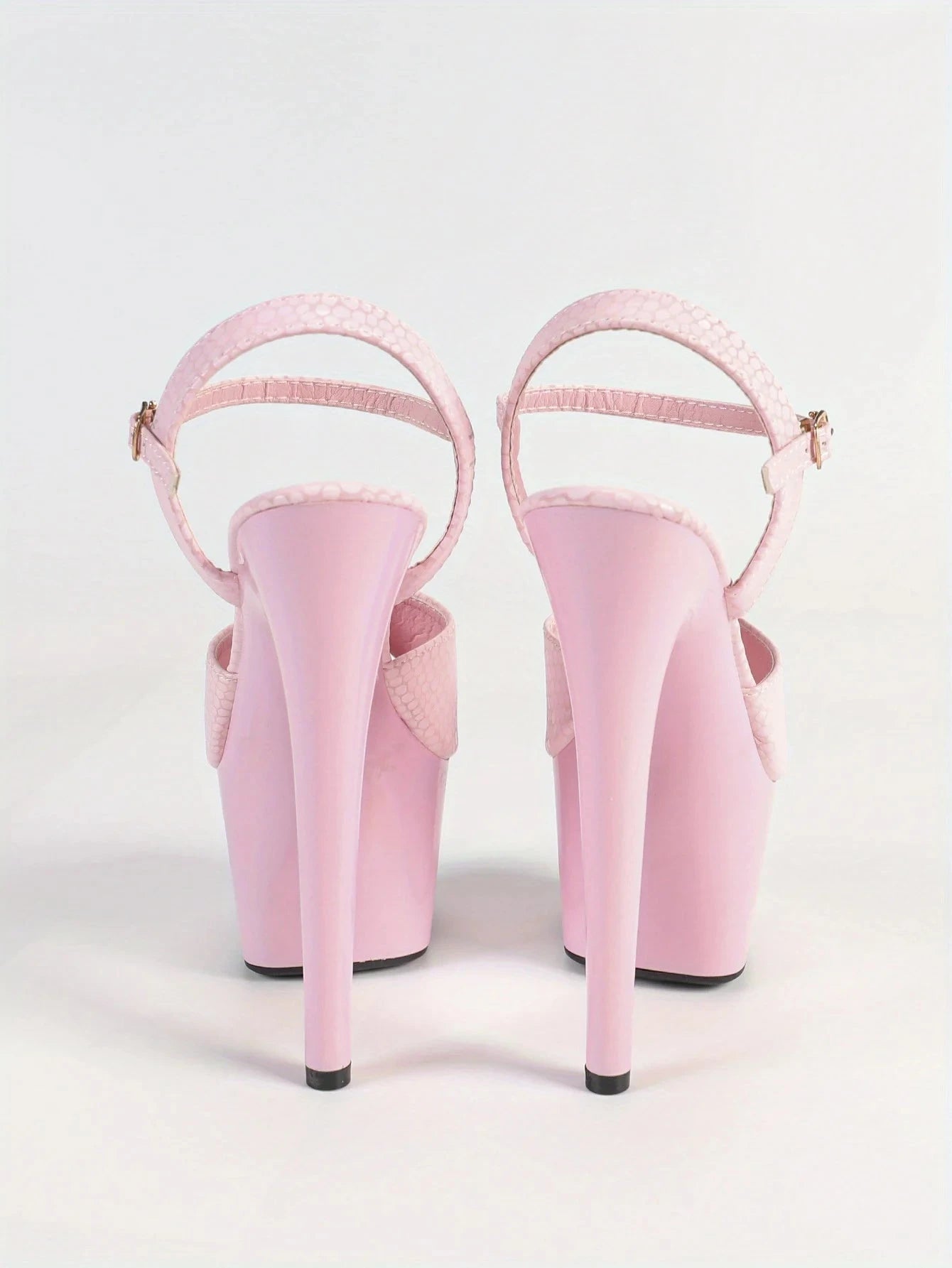 Black Waterproof Stiletto High Heels 6.69inch Platform Stone Pattern Ohberri