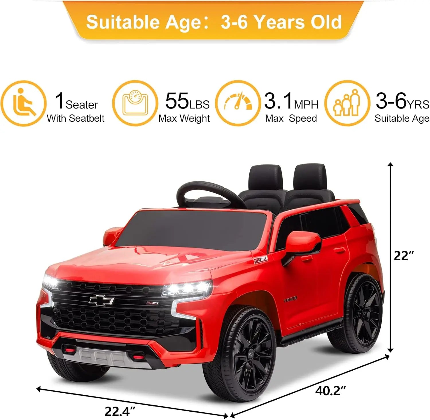 12V Ride on Car w/Remote Control, Licensed Chevrolet Tahoe Ohberri