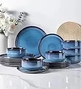 Ceramic Dinnerware Sets for 4,Stoneware Coupe Plates and Bowls Sets,Highly Chip and Crack Resistant Ohberri
