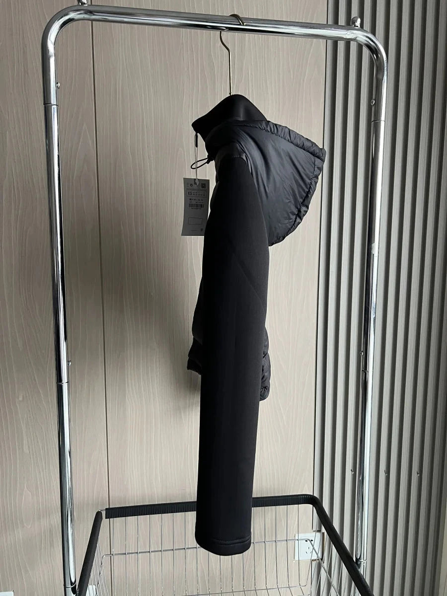 Lightweight Warm Down Jacket with Long Sleeves and Zippered Hooded Sports Coat Ohberri