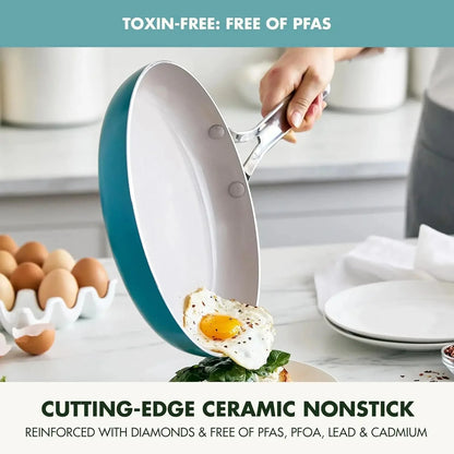 10-Piece Cookware Pots & Pans Set Ceramic Nonstick & Utensil Ohberri