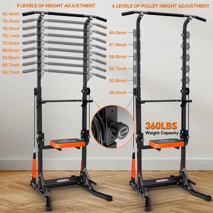 Power Tower Pull Up Bar Station Assistive Trainer, Multi-Function Adjustable Height Dip Station Ohberri