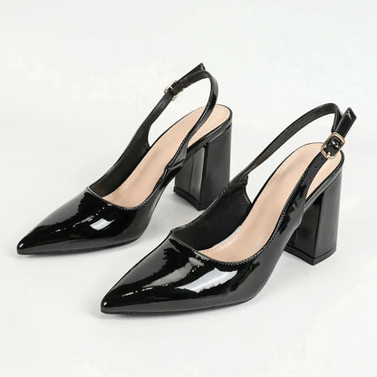 Women's Slingback Closed Toe Block Chunky Low Heel Pumps Ohberri