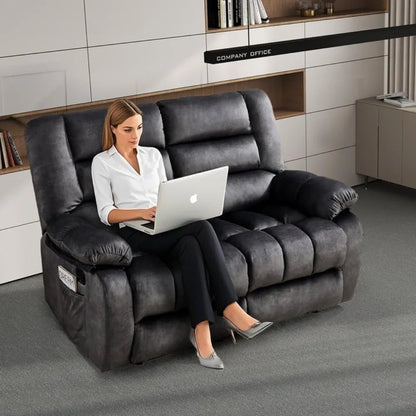 Modern Reclining Sofa with Overstuffed Arms-Grey - Ohberri